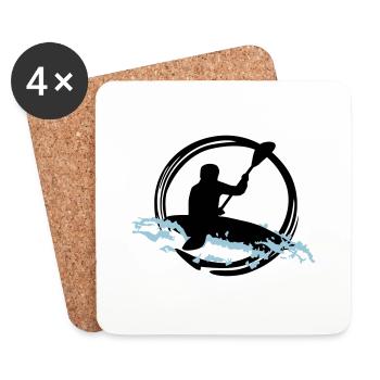Wildwasser Kajak - Untersetzer (4er-Set) - Weiß - Vorne