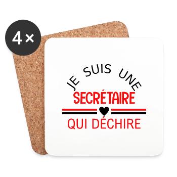 je suis une secrétaire qui déchire - Dessous de verre (lot de 4) - blanc - Devant