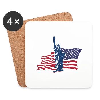USA Flagge Amerika - Untersetzer (4er-Set) - Weiß - Vorne