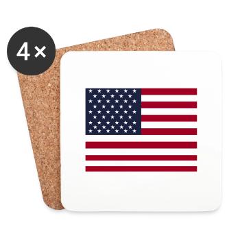 USA flag Amérique - Dessous de verre (lot de 4) - blanc - Devant