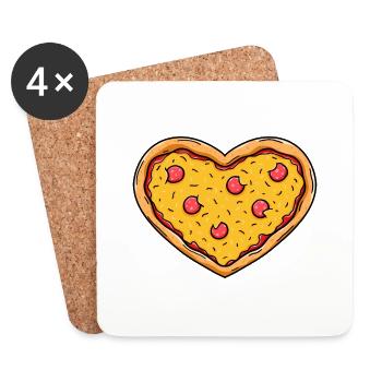 Pizza heart - Coasters (set of 4) - white - Front