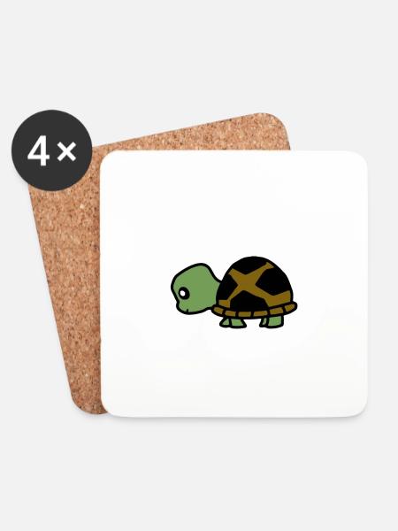 animal turtle 4 - Coasters (set of 4) - white