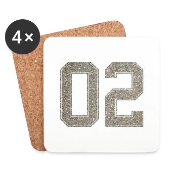 Numéro 02 numéro arrière 2 Numéro deux maillots - Dessous de verre (lot de 4) - blanc - Devant