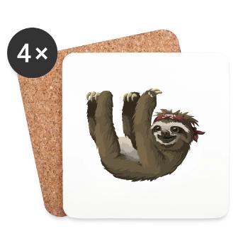 Sloth / sloth - Coasters (set of 4) - white - Front