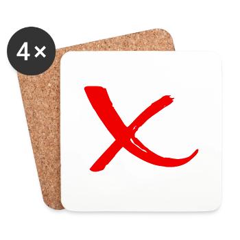 Rejection Strikethrough with red X 2 - Coasters (set of 4) - white - Front