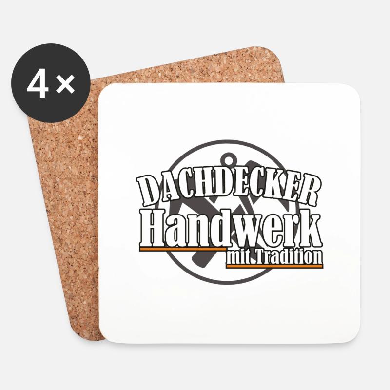 Dachdecker/ Handwerk mit Tradition - Untersetzer (4er-Set) - Weiß