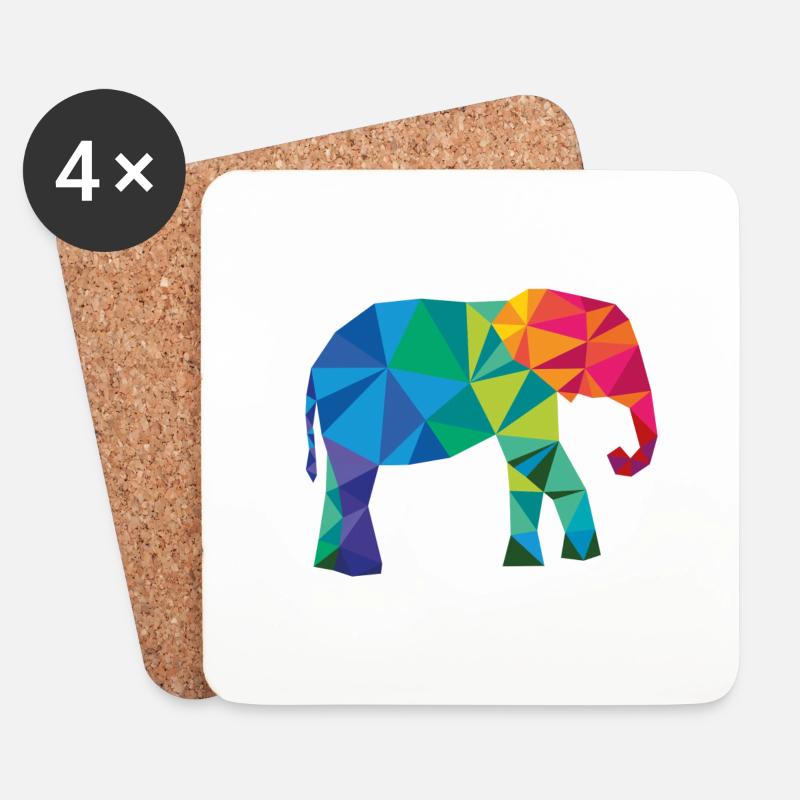 Elefant Bunt - Untersetzer (4er-Set) - Weiß