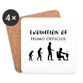 Home Office Evolution of Homo Officius Office Humor - Coasters (set of 4) - white - Front