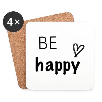 Be happy - Coasters (set of 4) - white - Front