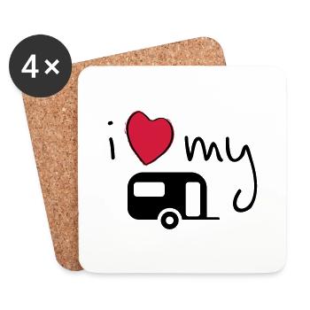 j'aime ma caravane j'aime ma caravane Vacances - Dessous de verre (lot de 4) - blanc - Devant