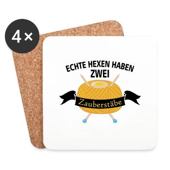 Zauberstäbe Hobby Stricken Handarbeit Geschenk - Untersetzer (4er-Set) - Weiß - Vorne