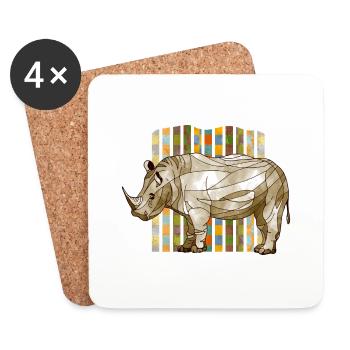 Rhinocéros - Dessous de verre (lot de 4) - blanc - Devant