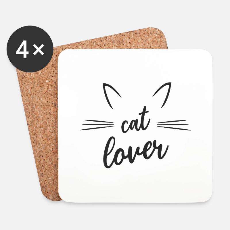 cat lover - Katzenliebhaber - Untersetzer (4er-Set) - Weiß