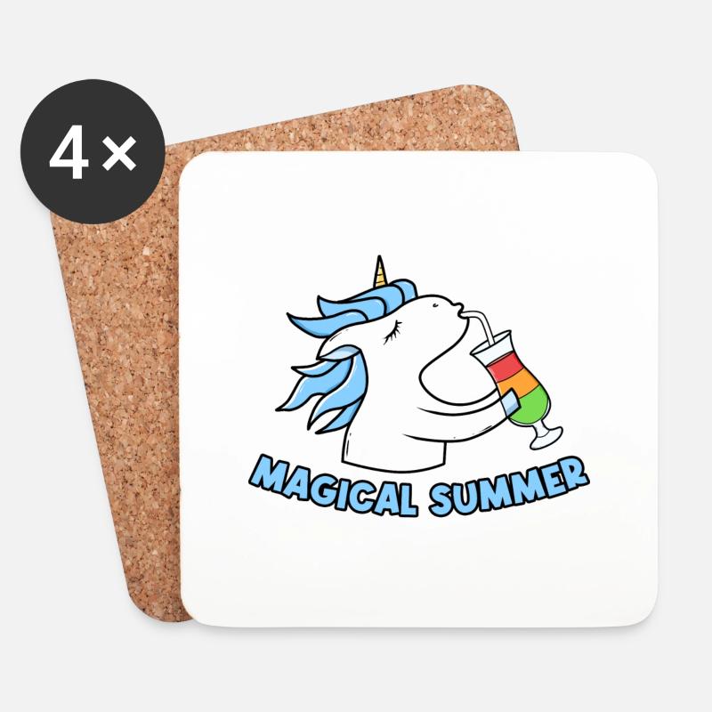 Einhorn Magical Summer - Untersetzer (4er-Set) - Weiß