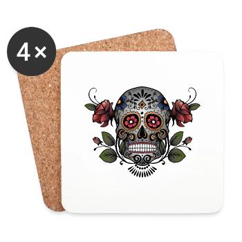 Sugar Skull - Coasters (set of 4) - white - Front