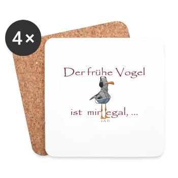 Der frühe Vogel - Untersetzer (4er-Set) - Weiß - Vorne