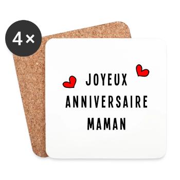 ANNIVERSAIRE. HAPPY BIRTHDAY. JOYEUX ANNIVERSAIRE. - Dessous de verre (lot de 4) - blanc - Devant