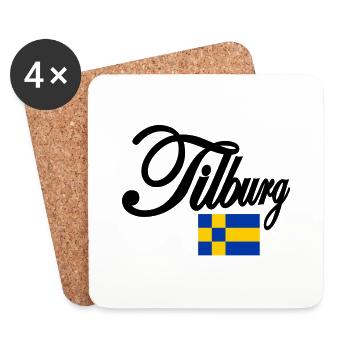 Tilburg with flag blue yellow - Coasters (set of 4) - white - Front
