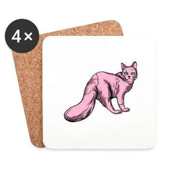 Chats drôles 7 - Dessous de verre (lot de 4) - blanc - Devant