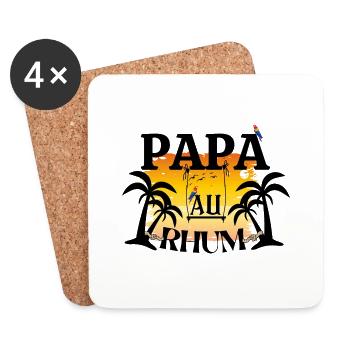 PAPA AU RUM Idee Geschenk Humor Zitat - Untersetzer (4er-Set) - Weiß - Vorne