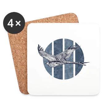 oiseau - Dessous de verre (lot de 4) - blanc - Devant