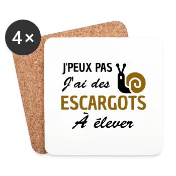 Je peux pas j'ai des Escargots à élever - Dessous de verre (lot de 4) - blanc - Devant