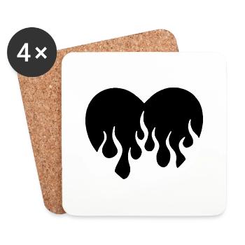 Heart in flames - Coasters (set of 4) - white - Front