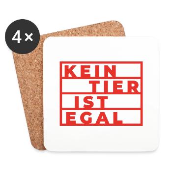 Kein tier ist egal Geschenk Pflanzen Vegan Spruch - Untersetzer (4er-Set) - Weiß - Vorne