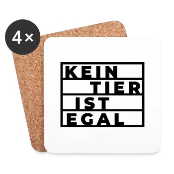 Kein tier ist egal Geschenk Pflanzen Vegan Spruch - Untersetzer (4er-Set) - Weiß - Vorne