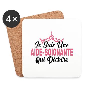 Je Suis Une Aide Soignante Qui Déchire Cadeau - Dessous de verre (lot de 4) - blanc - Devant