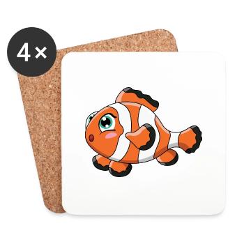 Poisson clown - Dessous de verre (lot de 4) - blanc - Devant