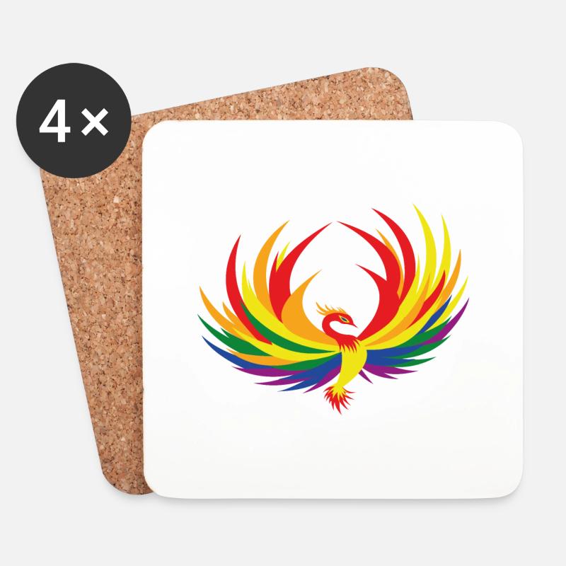 Regenbogenfahne, Phönix - Untersetzer (4er-Set) - Weiß