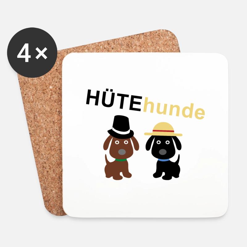 HÜTEhunde - Untersetzer (4er-Set) - Weiß