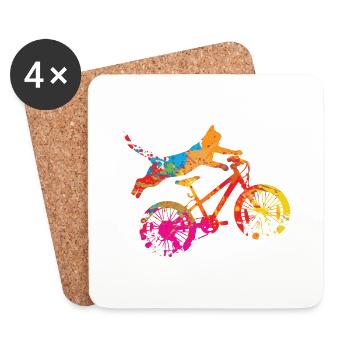 cat on a bike - Untersetzer (4er-Set) - Weiß - Vorne