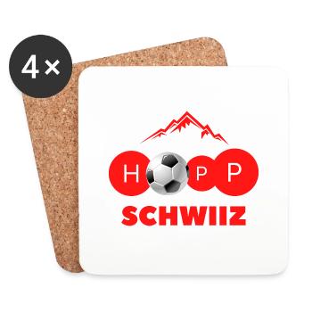 Hopp Schwiiz Fussball Alpen - Untersetzer (4er-Set) - Weiß - Vorne