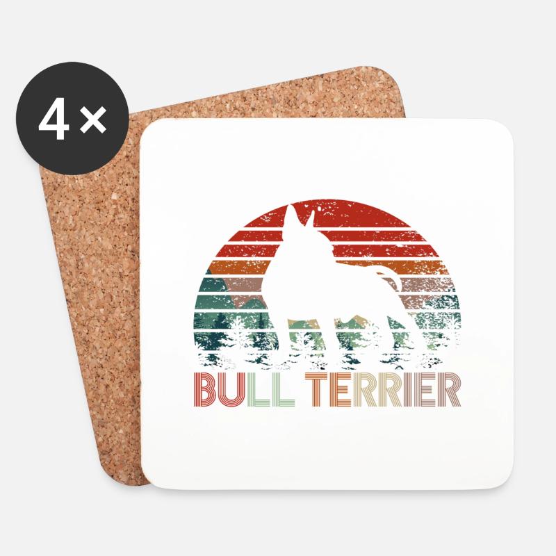 Bullterrier - Untersetzer (4er-Set) - Weiß