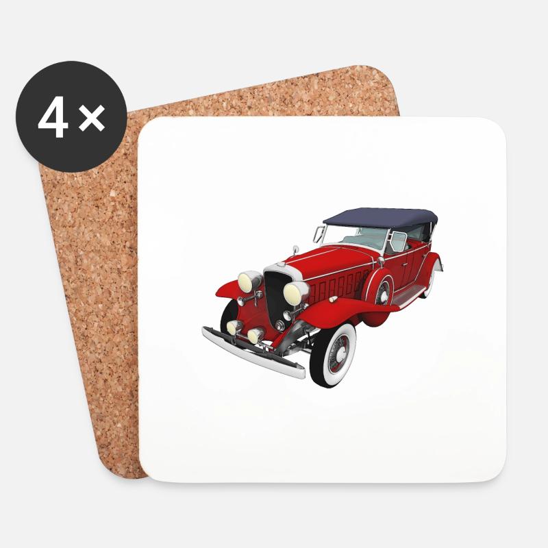 Oldtimer, Auto, Automobil - Untersetzer (4er-Set) - Weiß