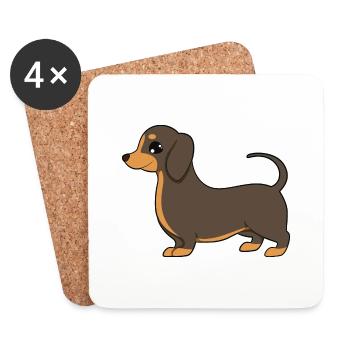 dachshund - Coasters (set of 4) - white - Front