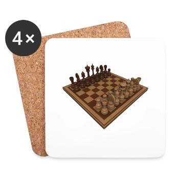 Schachbrett 3D Schachspieler Geschenk - Untersetzer (4er-Set) - Weiß - Vorne