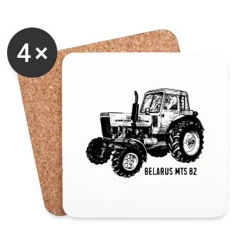 Belarus mts Traktor Landwirt Geschenk - Untersetzer (4er-Set) - Weiß - Vorne