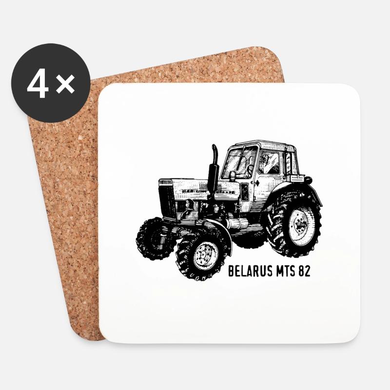 Belarus mts Traktor Landwirt Geschenk - Untersetzer (4er-Set) - Weiß