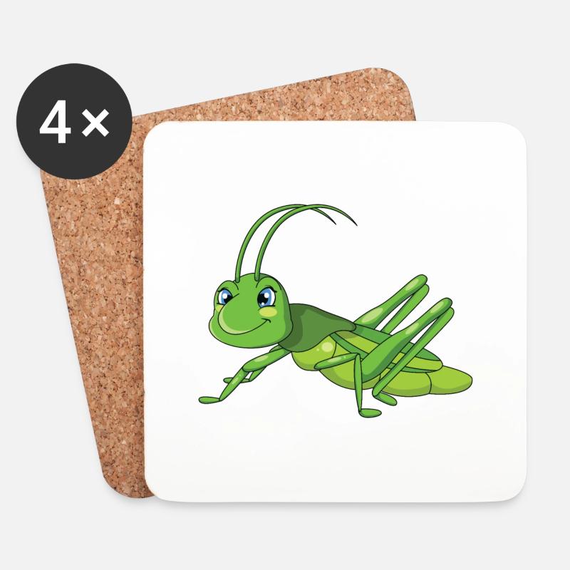 Grashüpfer - Untersetzer (4er-Set) - Weiß