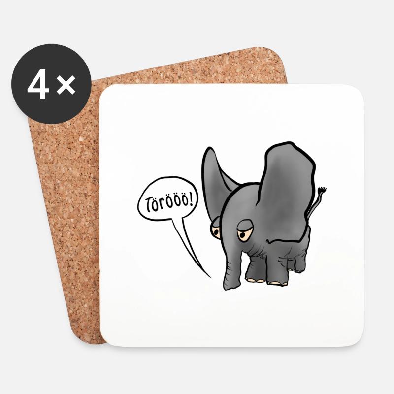 Elefant - Untersetzer (4er-Set) - Weiß