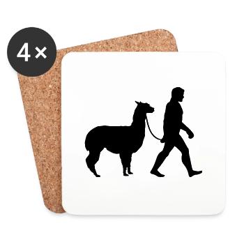 Alpaca Man Hike Tour Trekking Alpaca Farm - Coasters (set of 4) - white - Front