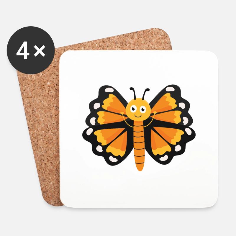 Schmetterling - Untersetzer (4er-Set) - Weiß