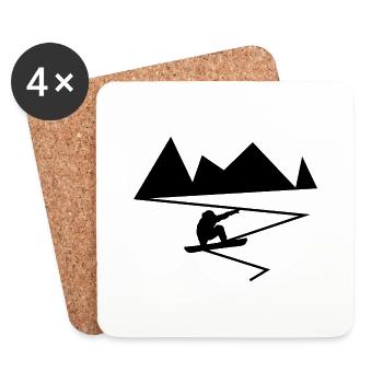 Snowboard Snowboarder - Dessous de verre (lot de 4) - blanc - Devant
