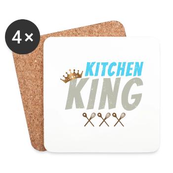 Kitchen King pour les chefs vintage et les cuisiniers amateurs - Dessous de verre (lot de 4) - blanc - Devant