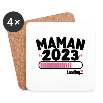 Future Maman 2023 Annonce Grossesse Enceinte - Dessous de verre (lot de 4) - blanc - Devant