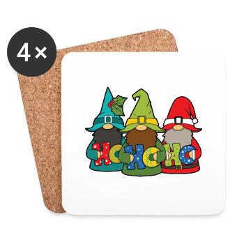 Ho Ho Ho Gnome - Coasters (set of 4) - white - Front