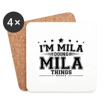 Je suis Mila en train de faire des choses Mila - Dessous de verre (lot de 4) - blanc - Devant